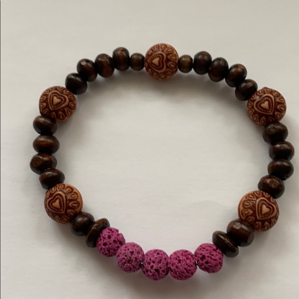Diffuser Lava Rock and Wood Bead Bracelet